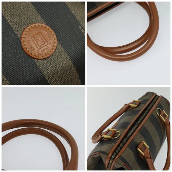 FENDI Pecan Canvas Hand Bag Brown Gold Auth 119578 - Picture 16 of 16